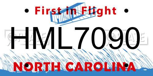 HML7090 North Carolina License Plate