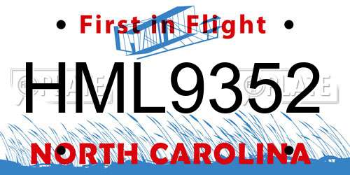 HML9352 North Carolina License Plate
