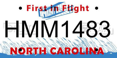 HMM1483 North Carolina License Plate