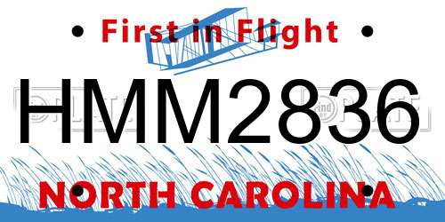 HMM2836 North Carolina License Plate
