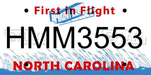 HMM3553 North Carolina License Plate