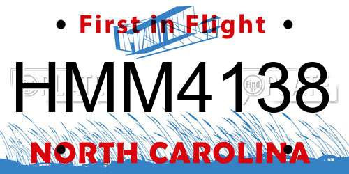 HMM4138 North Carolina License Plate