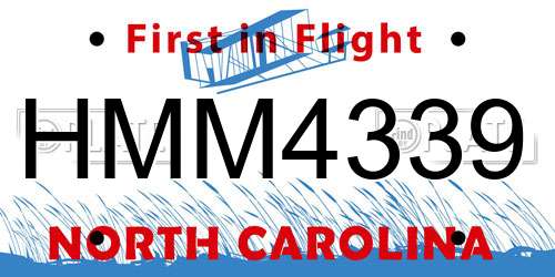 HMM4339 North Carolina License Plate