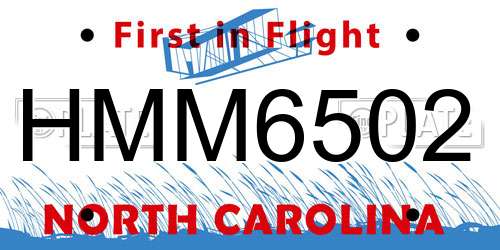 HMM6502 North Carolina License Plate
