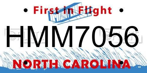 HMM7056 North Carolina License Plate