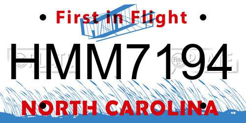 HMM7194 North Carolina License Plate