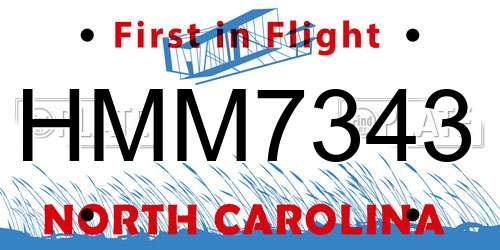 HMM7343 North Carolina License Plate