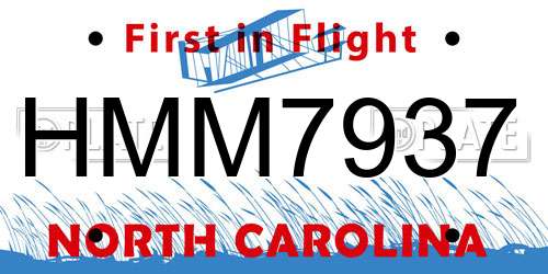 HMM7937 North Carolina License Plate