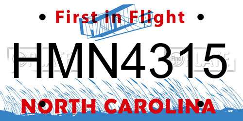 HMN4315 North Carolina License Plate