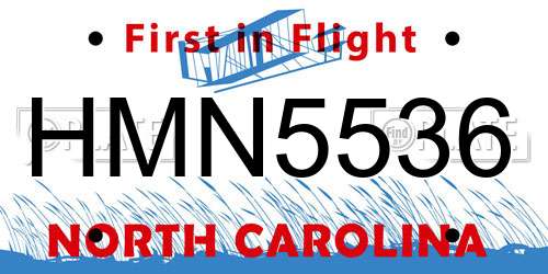HMN5536 North Carolina License Plate