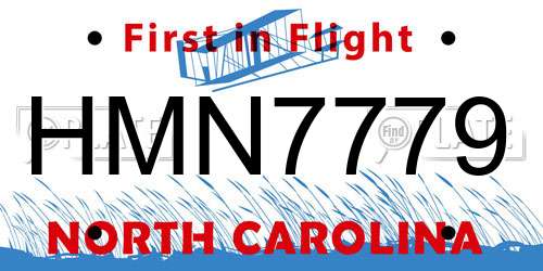 HMN7779 North Carolina License Plate