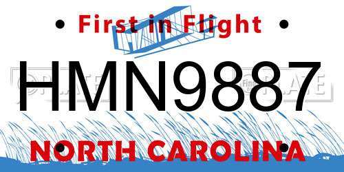 HMN9887 North Carolina License Plate