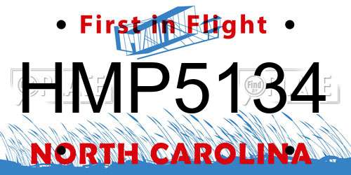 HMP5134 North Carolina License Plate