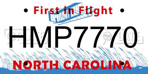 HMP7770 North Carolina License Plate
