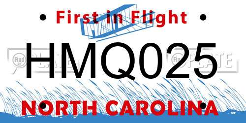 HMQ025 North Carolina License Plate