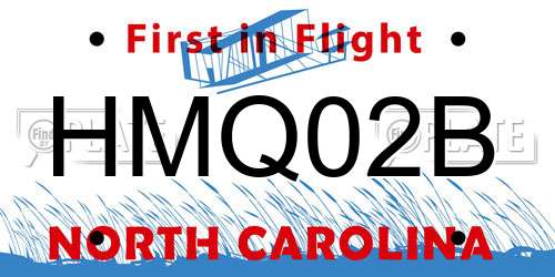 HMQ02B North Carolina License Plate