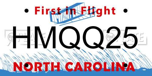 HMQQ25 North Carolina License Plate
