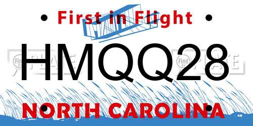 HMQQ28 North Carolina License Plate