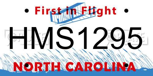 HMS1295 North Carolina License Plate
