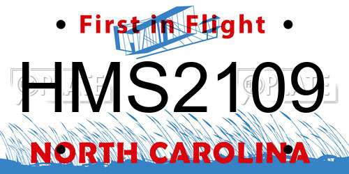 HMS2109 North Carolina License Plate