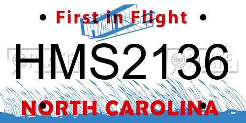 HMS2136 North Carolina License Plate