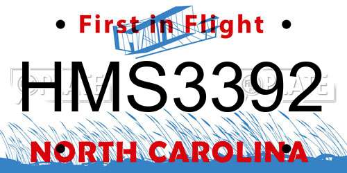 HMS3392 North Carolina License Plate