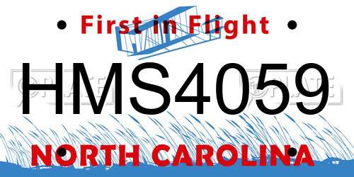 HMS4059 North Carolina License Plate
