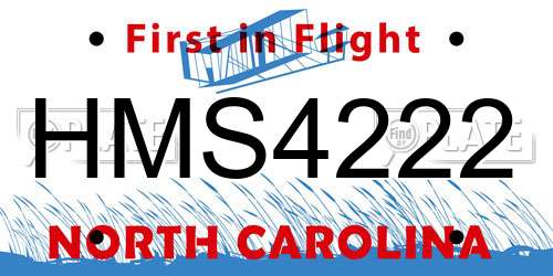 HMS4222 North Carolina License Plate