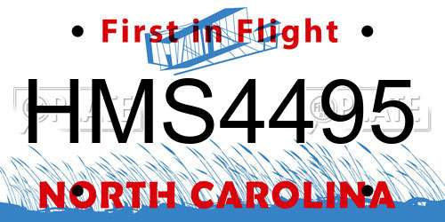HMS4495 North Carolina License Plate