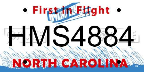 HMS4884 North Carolina License Plate