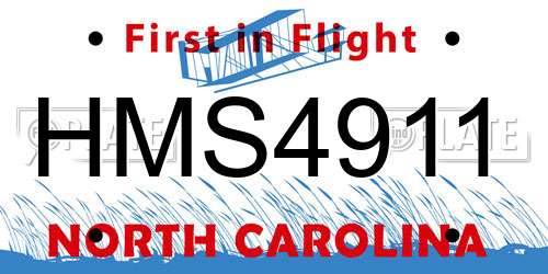 HMS4911 North Carolina License Plate