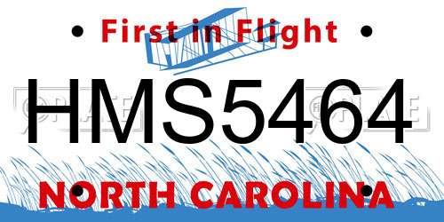 HMS5464 North Carolina License Plate