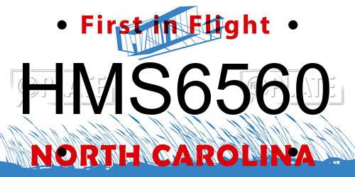 HMS6560 North Carolina License Plate