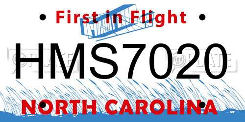 HMS7020 North Carolina License Plate
