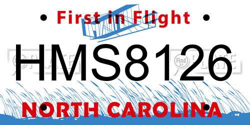HMS8126 North Carolina License Plate