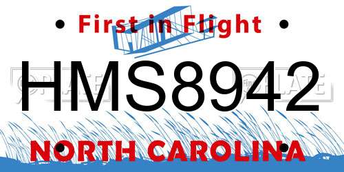 HMS8942 North Carolina License Plate