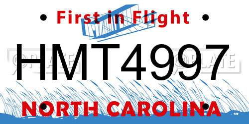 HMT4997 North Carolina License Plate