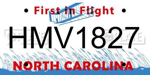 HMV1827 North Carolina License Plate