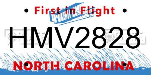 HMV2828 North Carolina License Plate