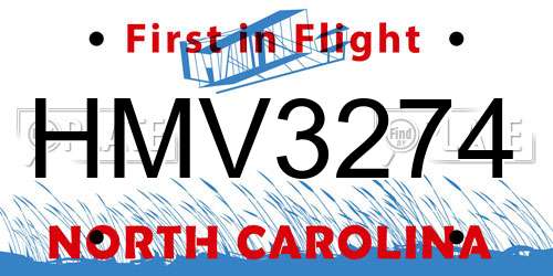 HMV3274 North Carolina License Plate