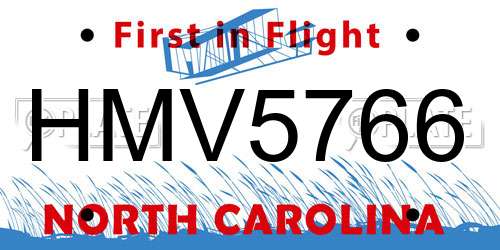 HMV5766 North Carolina License Plate