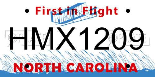 HMX1209 North Carolina License Plate