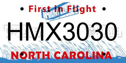 HMX3030 North Carolina License Plate