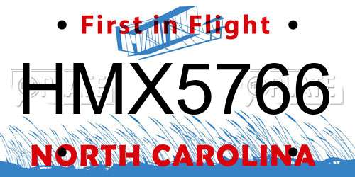 HMX5766 North Carolina License Plate