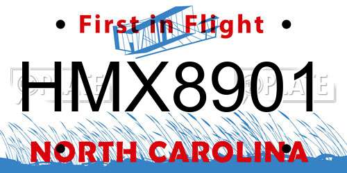 HMX8901 North Carolina License Plate