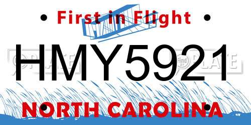 HMY5921 North Carolina License Plate