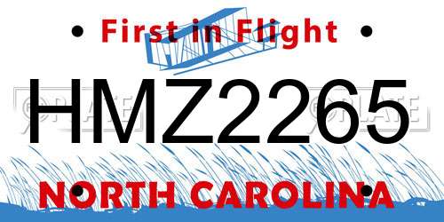 HMZ2265 North Carolina License Plate