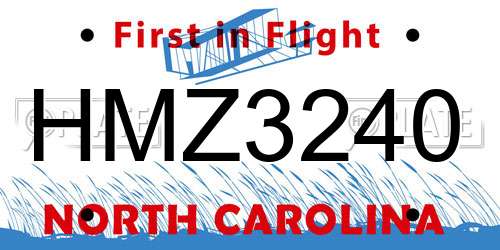 HMZ3240 North Carolina License Plate