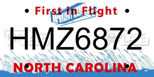 HMZ6872 North Carolina License Plate