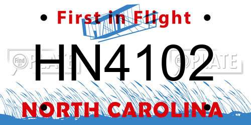 HN4102 North Carolina License Plate